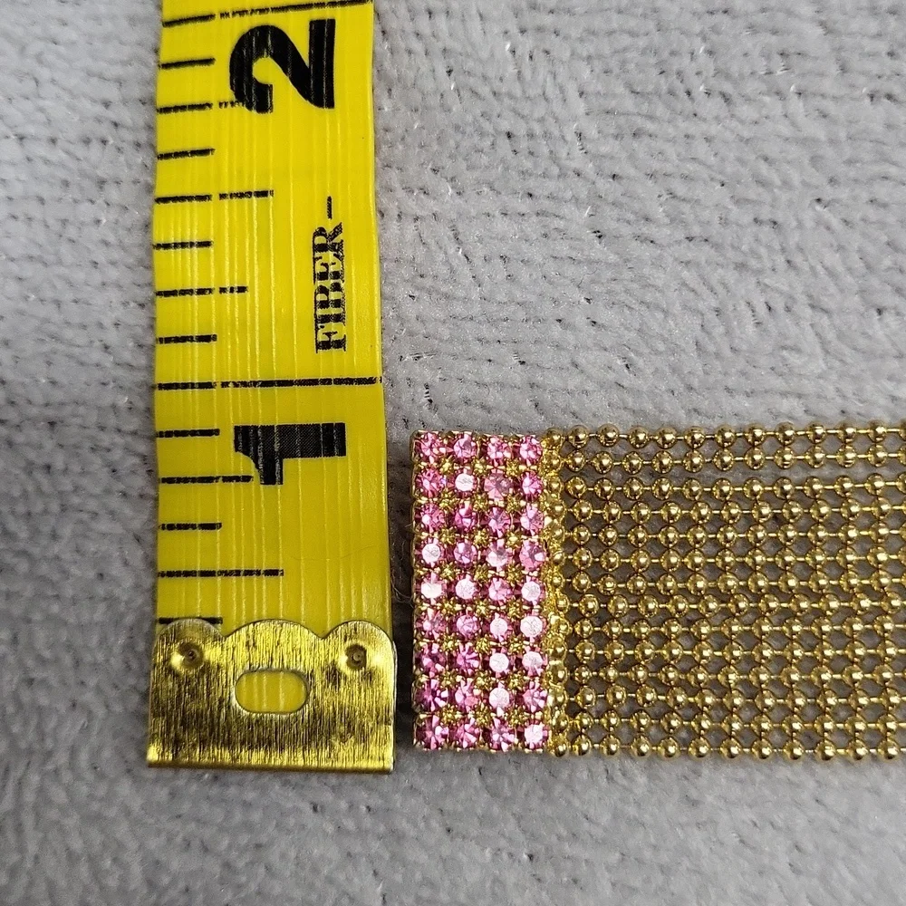 Pink Crystals & Goldtone Vintage Bracelet 💗 Like New Condition - Picture 8 of 9